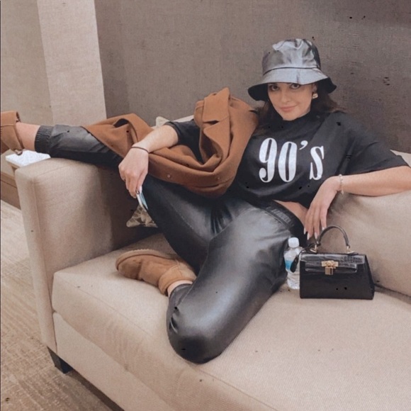 XS Black Faux Leather Jogger Pants - Picture 3 of 9